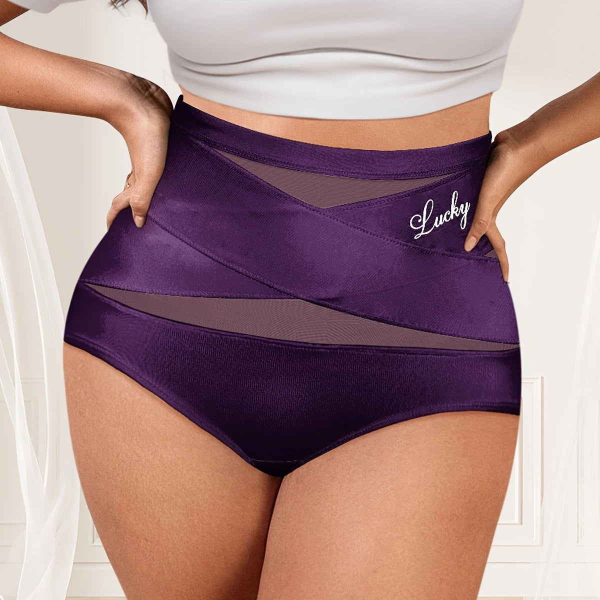 High-waisted abdominal-reinforcing underwear
