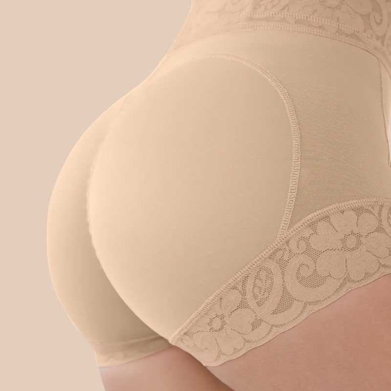 Women's European and American Tummy-Control High-Waisted Shapewear Briefs with Lace
