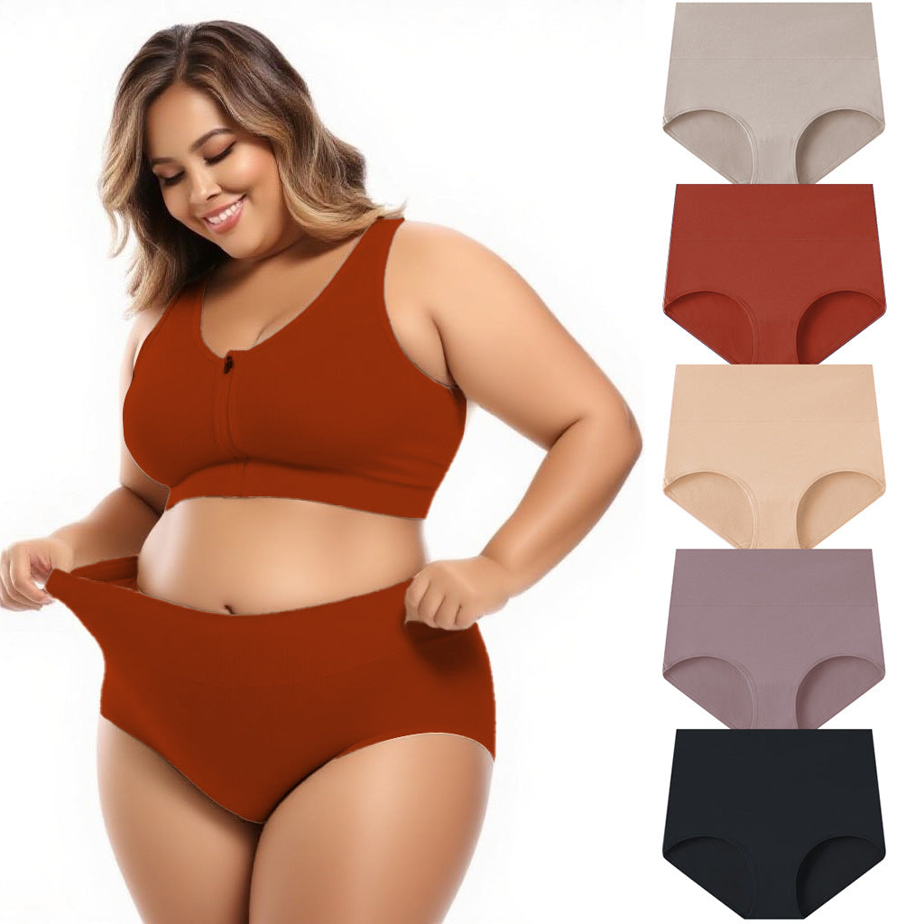 Women's pure cotton plus-size high-waisted cinched inner pants