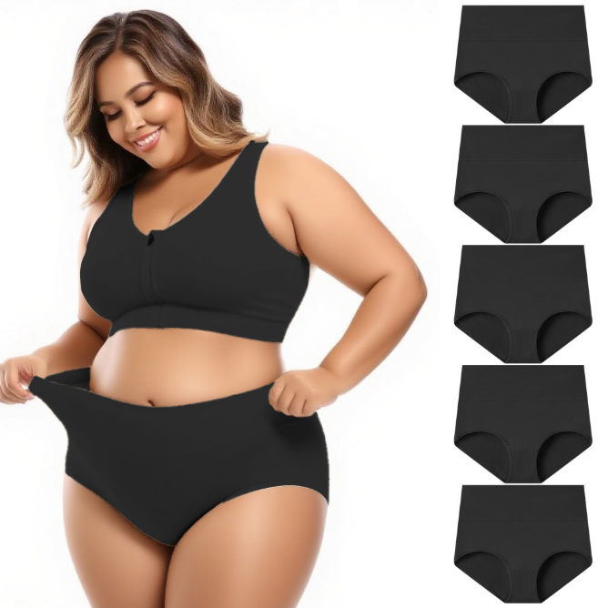 Women's pure cotton plus-size high-waisted cinched inner pants