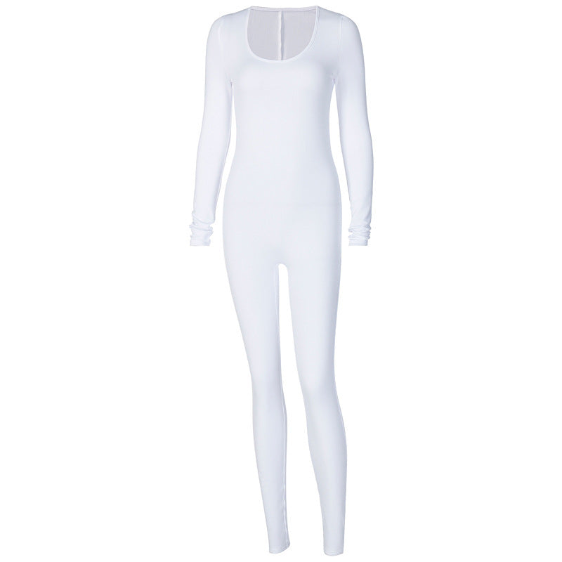 Long-sleeved, form-fitting and hip-lifting one-piece pants