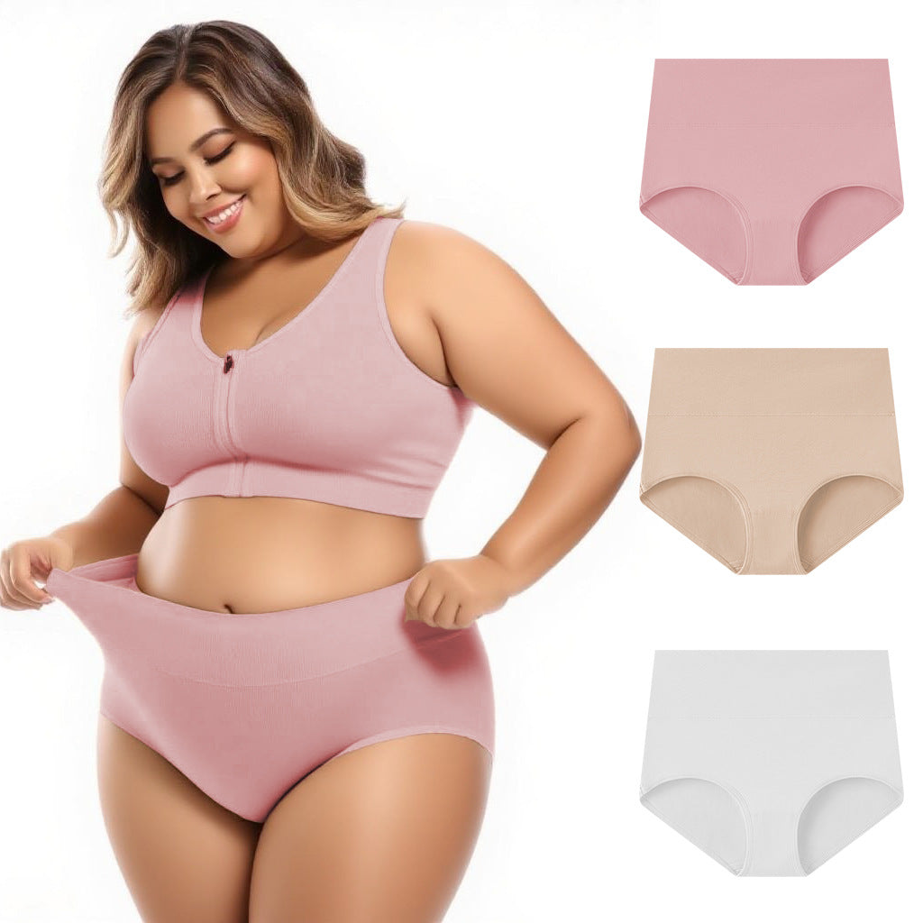 Women's pure cotton plus-size high-waisted cinched inner pants