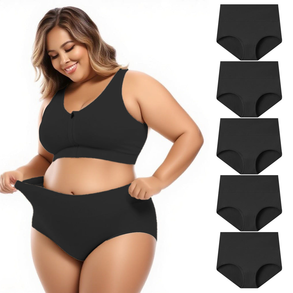 Women's pure cotton plus-size high-waisted cinched inner pants
