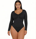 Seamless Body-Shaping Jumpsuit with V-Neck