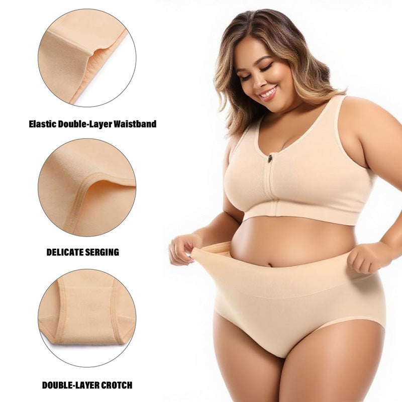 Women's pure cotton plus-size high-waisted cinched inner pants